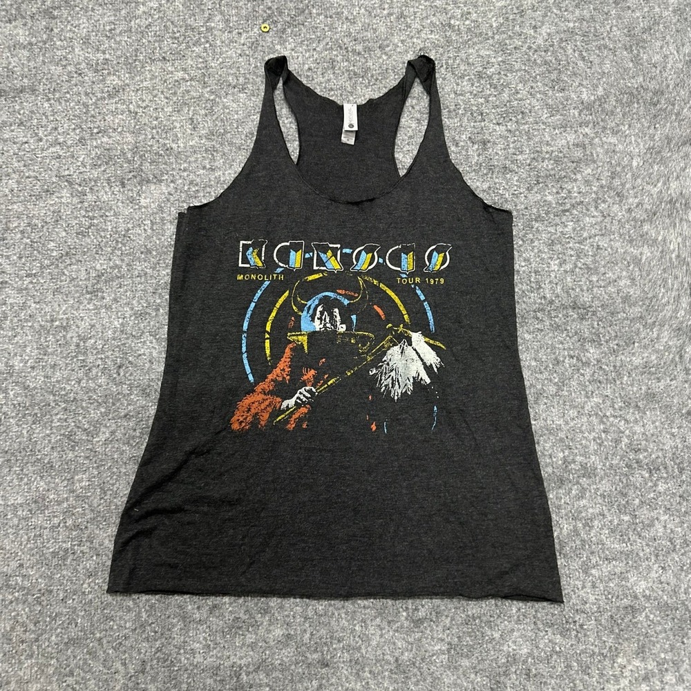 Next Level Tank Top Womens M Charcoal Grey Kansas Monolith Tour 1979 Graphic